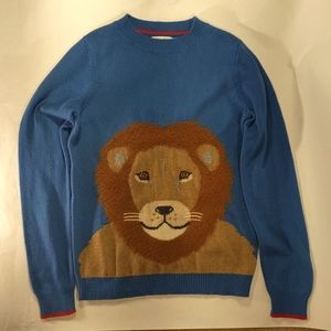Mini Boden boys blue lion sweater size 11-12/152 cm
